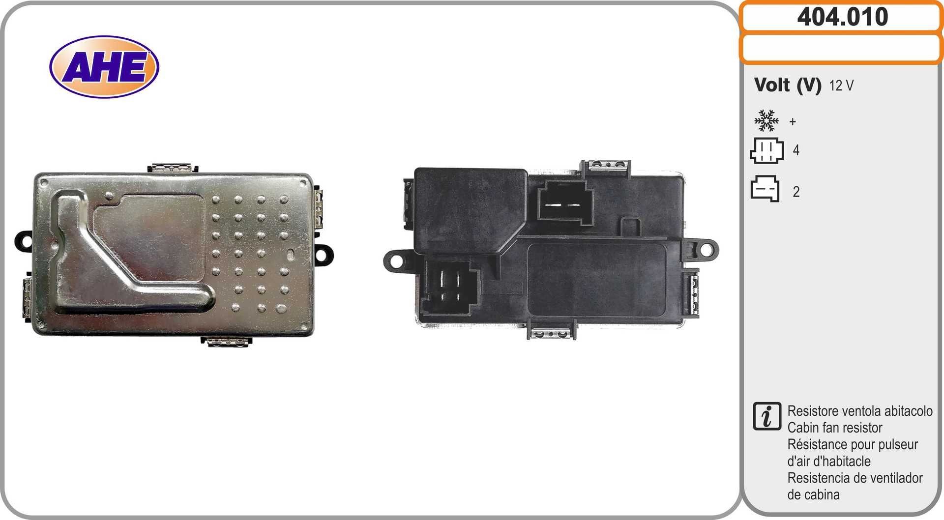 AHE Esivastus, sähkömoottori-jäähdytystuuletin 404.010 DACIA Puhaltimen etuvastus AHE 404.010