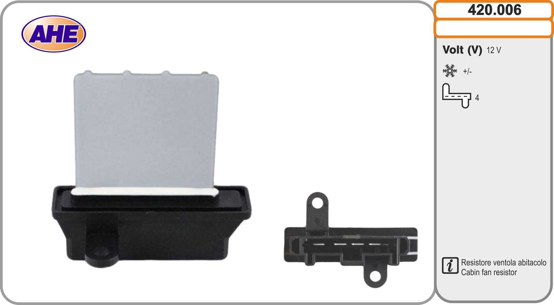 AHE Formotstand, kjølevifte for el-motor 420.006 AHE Viftemotor motstand MERCEDES-BENZ 420.006