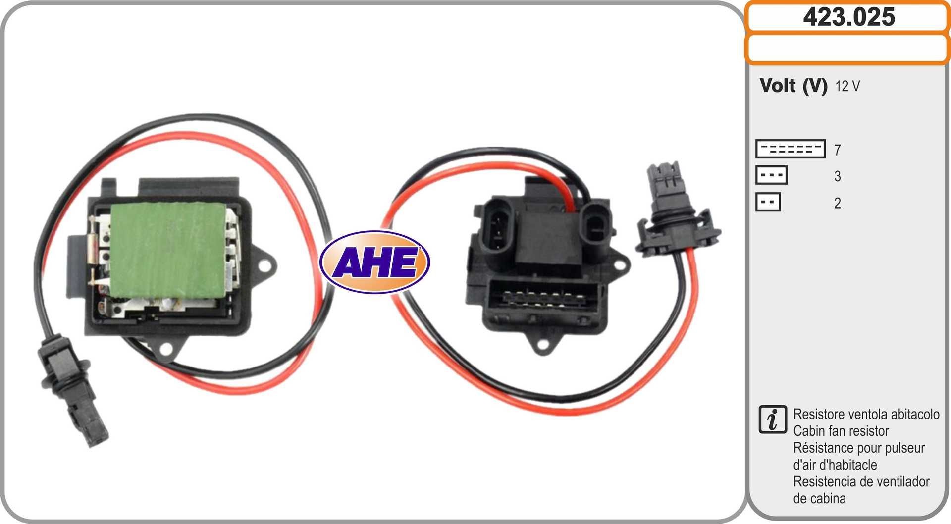 AHE Vorwiderstand, Elektromotor-Kühlerlüfter 423.025 Gebläseendstufe AHE Volkswagen CRAFTER 423.025