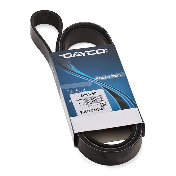 Correia trapezoidal estriada DAYCO 6PK1698 DAYCO 6PK1698: Correia do ventilador Volkswagen TIGUAN 2007