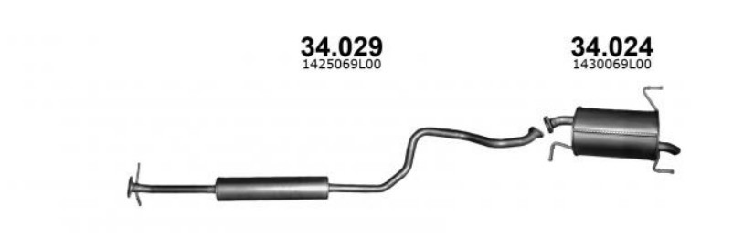 Mittelschalldämpfer IZAWIT 34.029 SUZUKI SWIFT 1999 Mittelschalldämpfer Attrappe IZAWIT 34.029