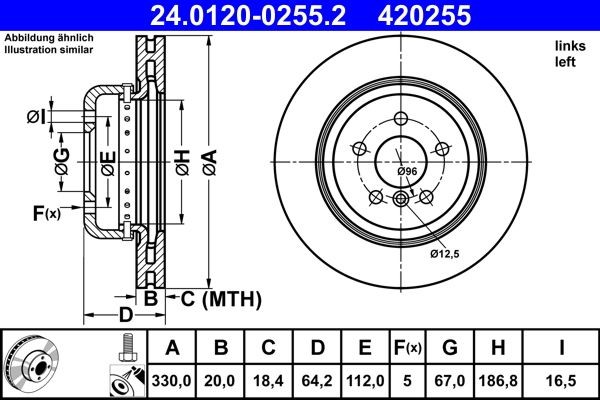 ATE Disque de frein 24.0120-0255.2 Toyota COROLLA Disque de frein sport ATE 24.0120-0255.2