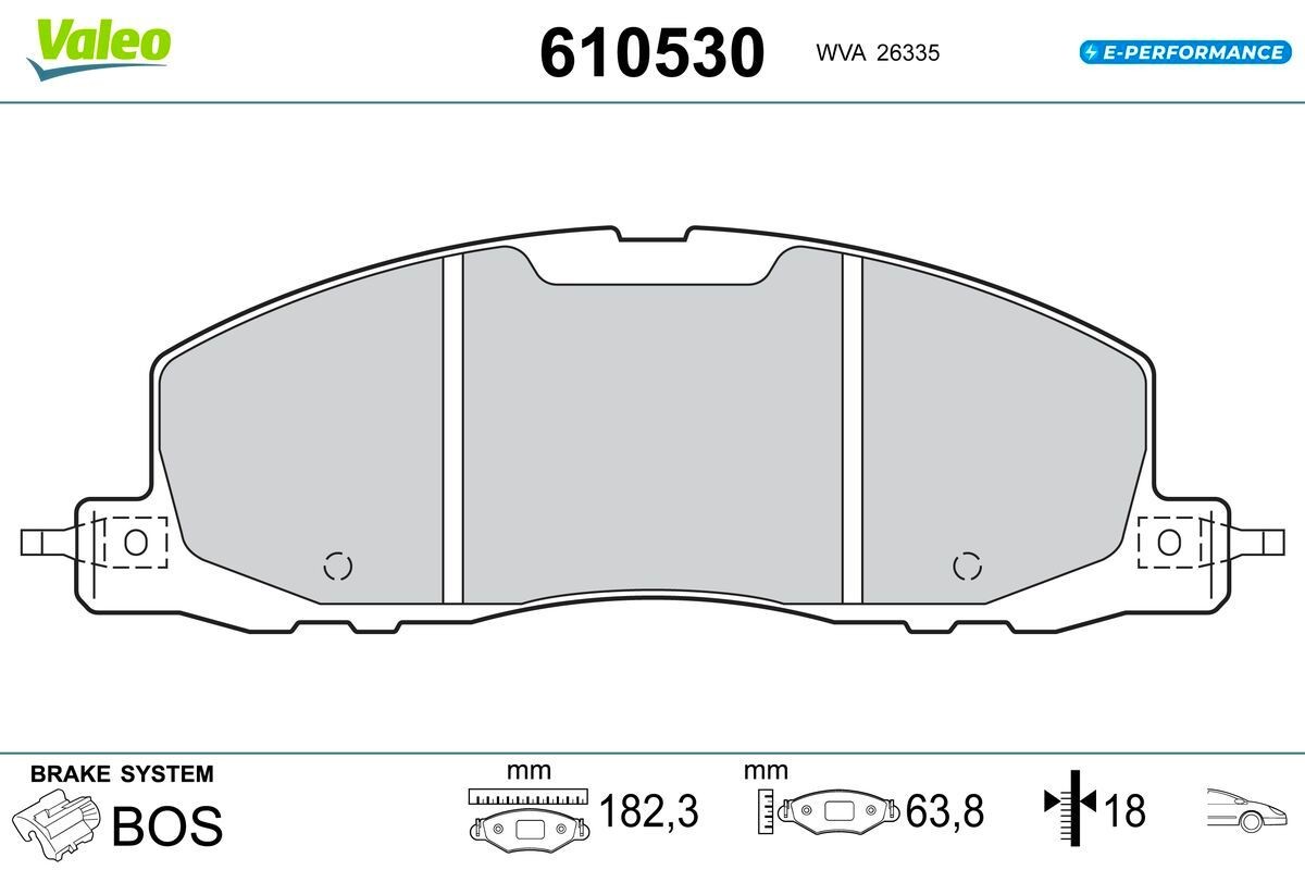 VALEO Kit pastiglie freni 610530 610530 costo Pastiglie freno sportive FORD USA TAURUS VALEO