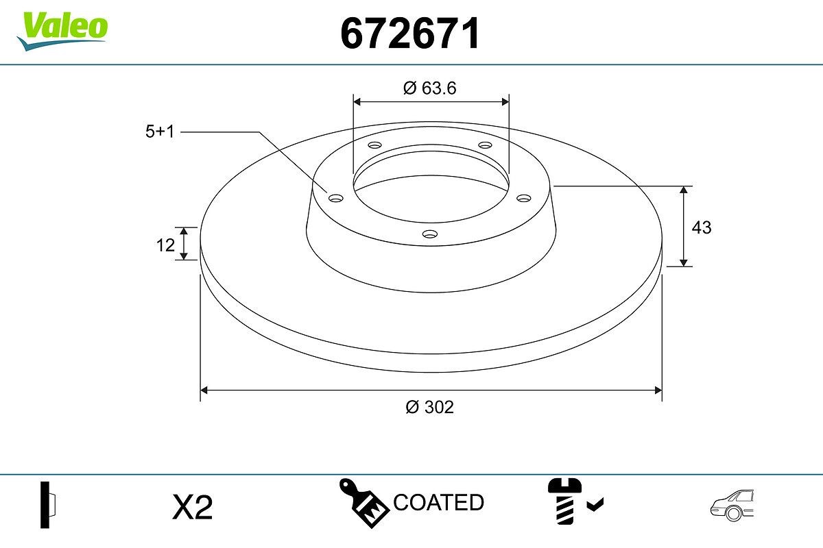 VALEO Bremžu diski 672671 Bremžu disks VALEO Volvo V40 Universālis 672671
