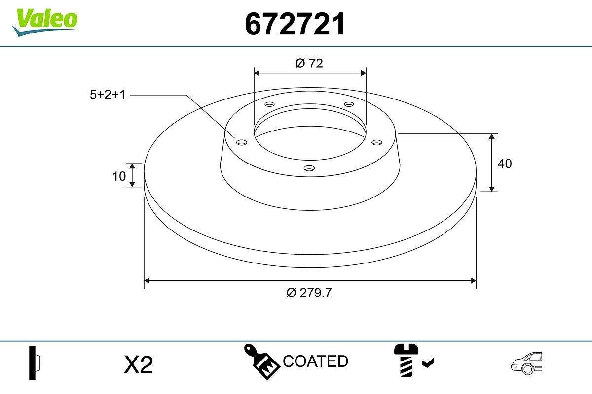 VALEO Bromsskiva 672721 672721 VALEO bromsskivor sport MAZDA B-serie