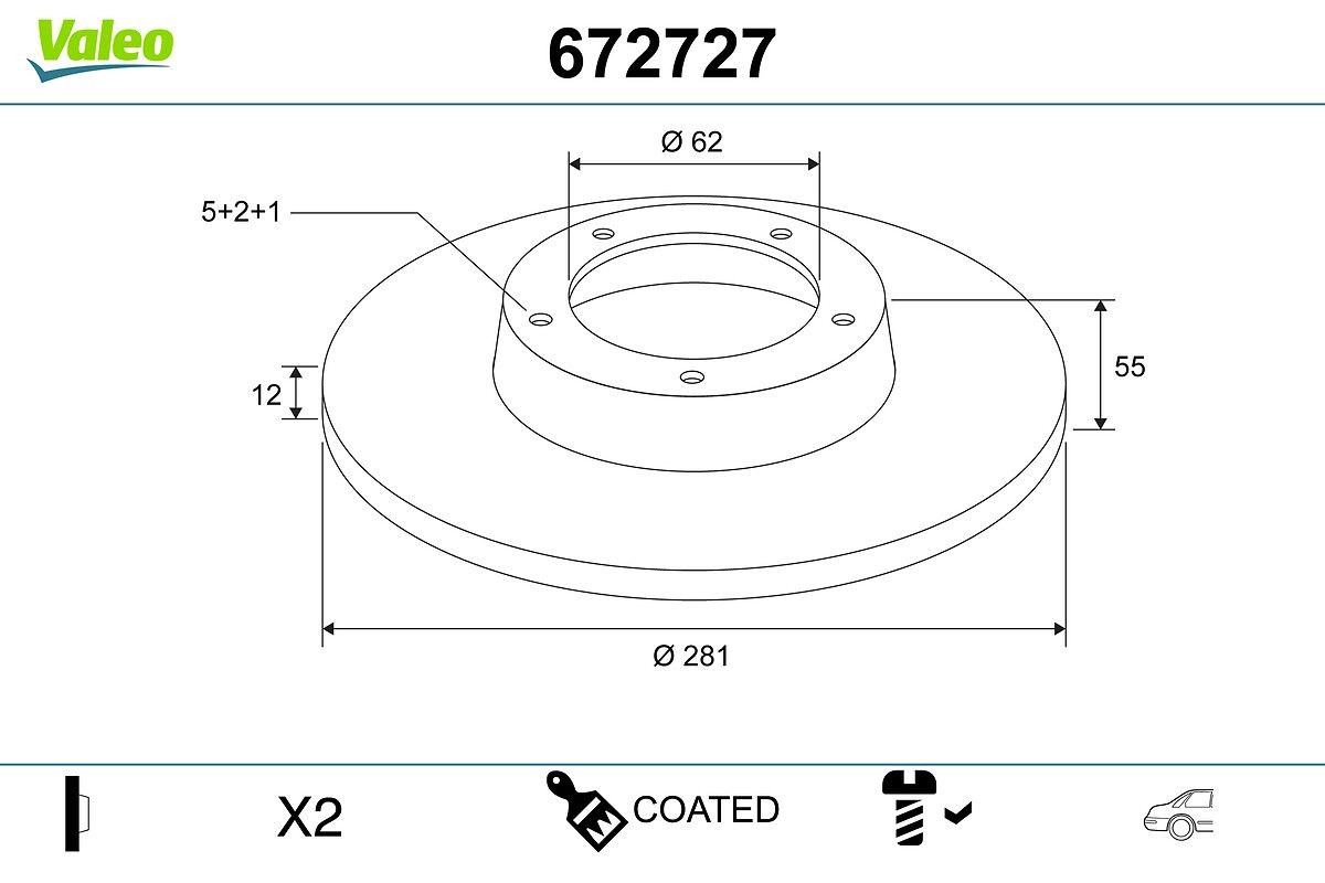 VALEO Bremžu diski 672727 672727 Bremžu disks LEXUS CT VALEO