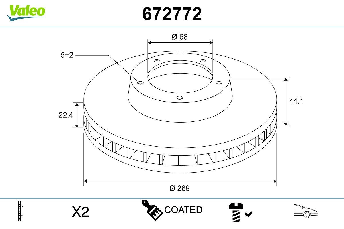 VALEO Brzdový kotouč 672772 Brzdové kotúče VALEO Nissan MICRA 672772