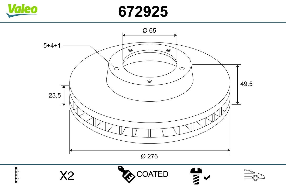 VALEO Disque de frein 672925 672925 Disque de frein sport VALEO SKODA OCTAVIA