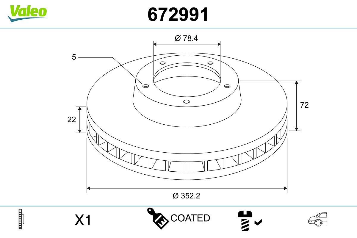 VALEO Bromsskiva 672991 672991 VALEO bromsskivor DODGE RAM