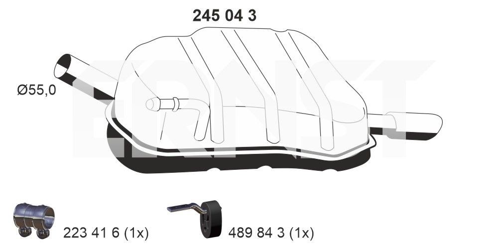 Silencieux arrière ERNST 245043 ERNST 245043 Silencieux AUDI A5 2019
