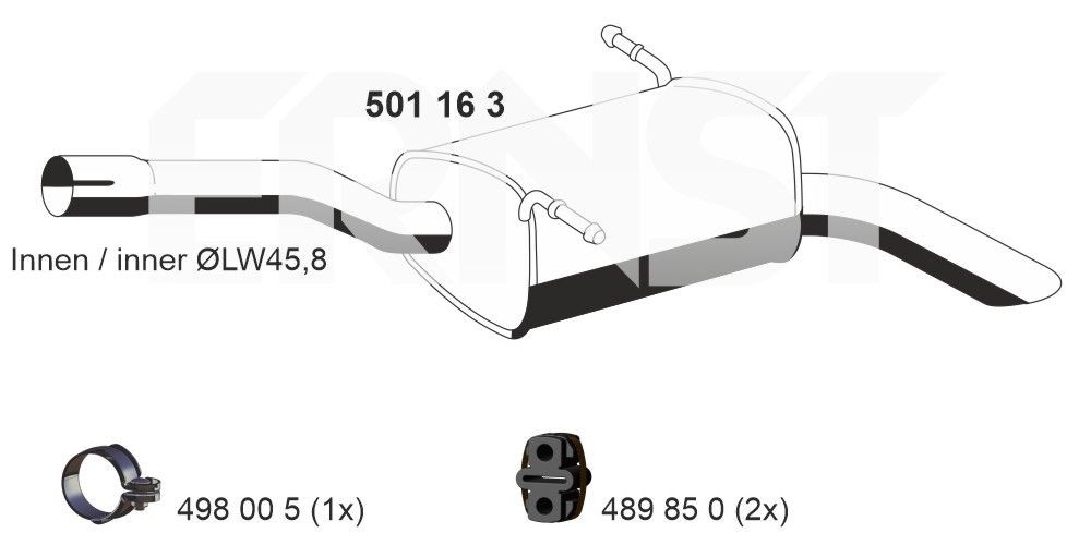 ERNST Silencieux arrière 501163 501163 Silencieux arrière ERNST CITROЁN XSARA