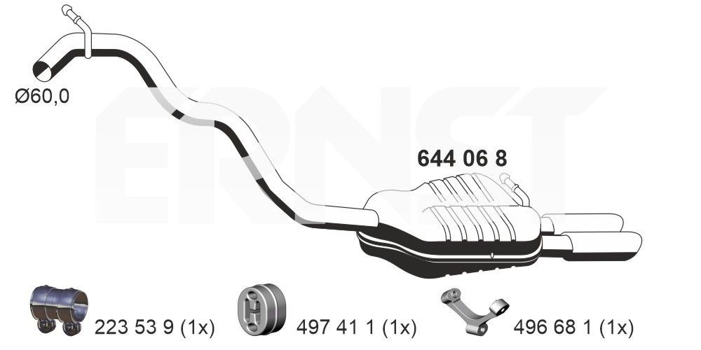 Silencieux arrière ERNST 644068 ERNST 644068: Pot silencieux Škoda SUPERB 2022