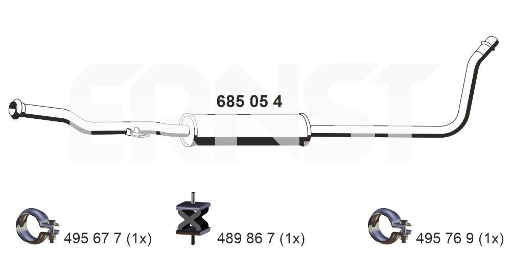 Vidējais izpl. gāzu trokšņa slāpētājs ERNST 685054 ERNST 685054 Vidējais trokšņa slāpētājs CITROËN C1 2011