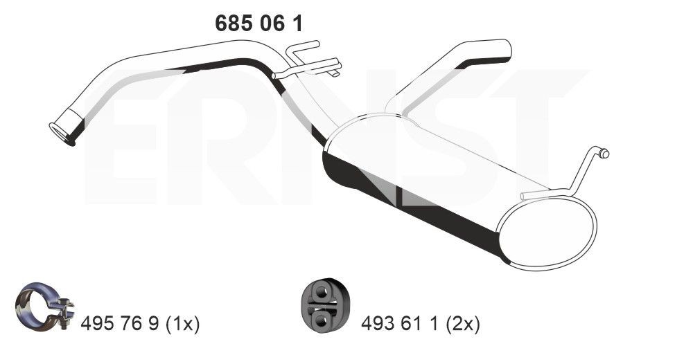 ERNST Πίσω σιλανσιέ 685061 Τελικό εξάτμισης ERNST Citroën C3 685061