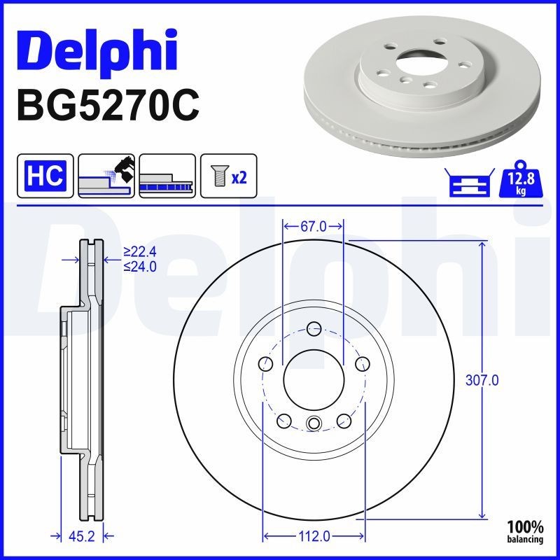DELPHI Bremsscheibe BG5270C DELPHI BG5270C Bremsscheibe MINI Cooper (F65, F66) Kosten