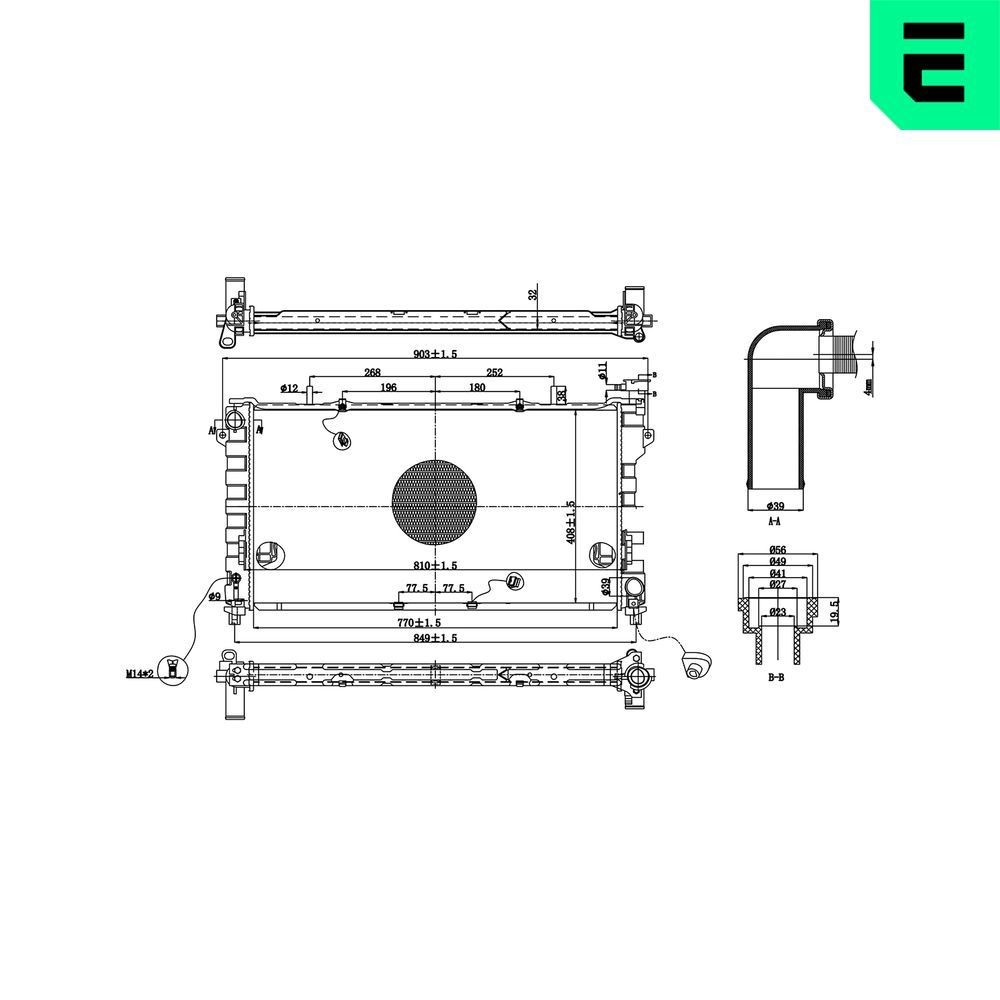 ERA Chladič motora 673563 Chladič vody ERA Dodge GRAND CARAVAN 673563