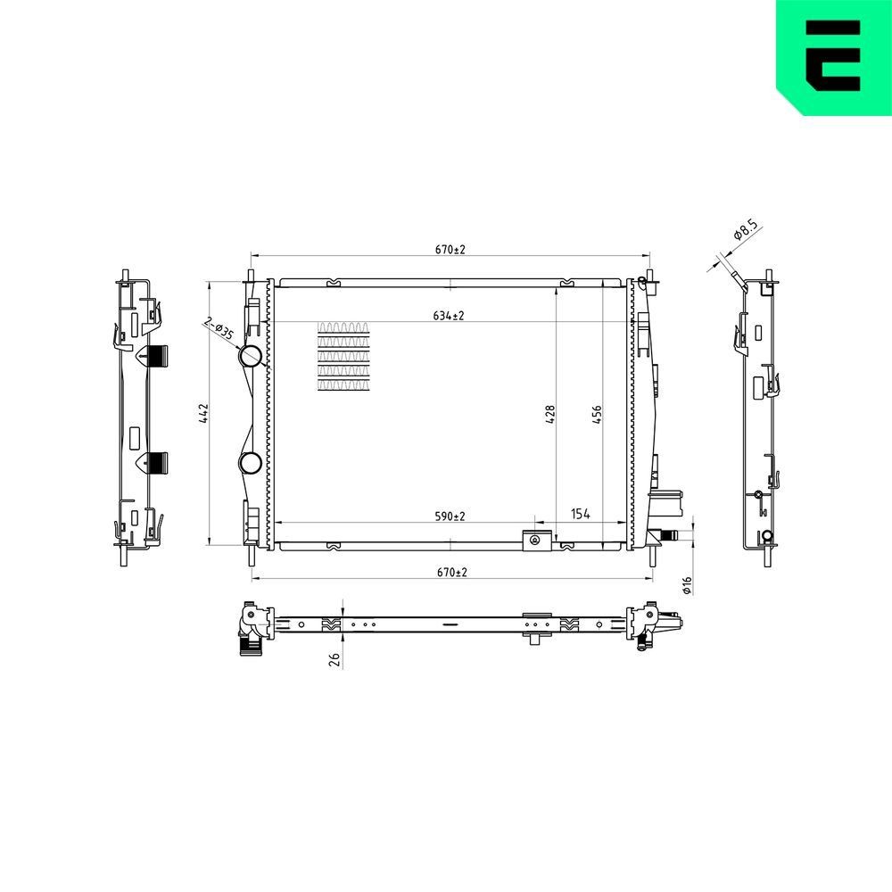 ERA Radiaator, mootorijahutus 673597 673597 Jahutusradiaator ERA VOLKSWAGEN TOURAN