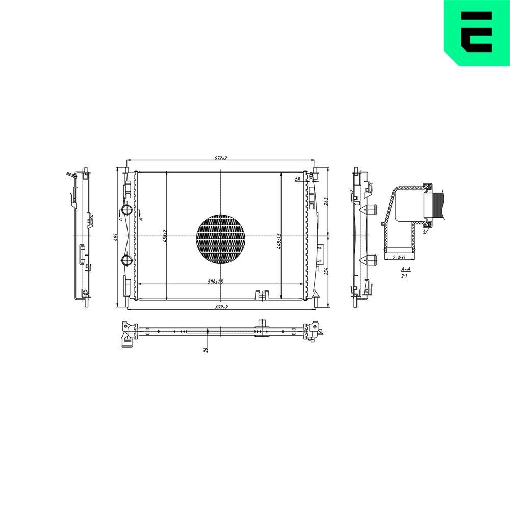 ERA Radiator, motorkjøling 673598 673598 ERA Radiator Kia billige