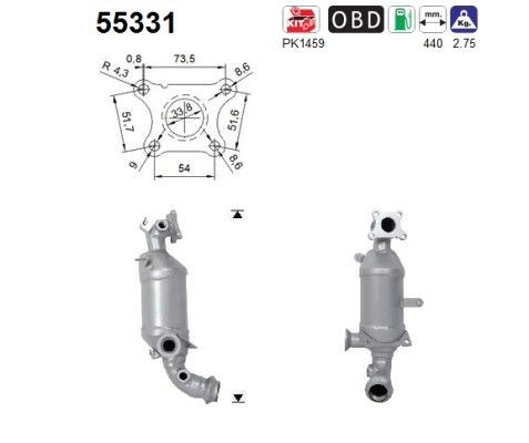 AS Καταλύτης 55331 AS 55331 Καταλύτης Fiat 500 Hatchback φθηνά