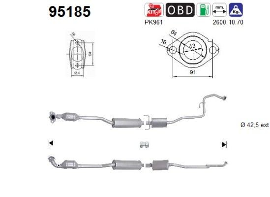 Catalyseur AS 95185 AS 95185: Catalyseur Toyota YARIS 2019