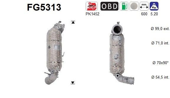 Filtre à particules AS FG5313 AS FG5313: Filtre DPF Citroen C5 2024