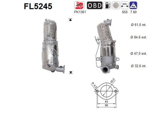 Filtro de partículas AS FL5245 AS FL5245 Filtro de partículas FIAT TIPO 2024