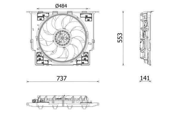 Jäähdyttimen tuuletin MAHLE CFF 645 000P MAHLE CFF 645 000P BMW 5-sarja 2023 Jäähdyttimen puhallin