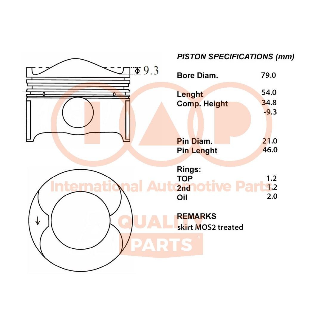 Pistone motore IAP QUALITY PARTS 100-04040 IAP QUALITY PARTS 100-04040 costo Pistone Ford KUGA 2016