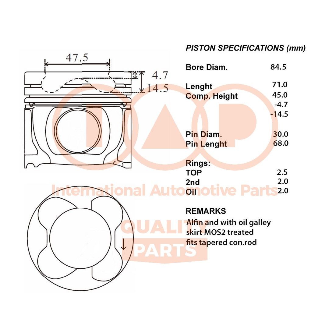 IAP QUALITY PARTS Kolv 100-51031 BMW kolvar IAP QUALITY PARTS 100-51031