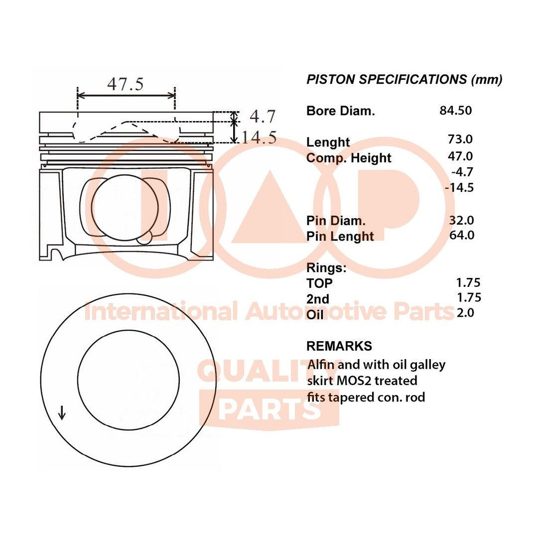 IAP QUALITY PARTS Pistone motore 100-51051 Pistone BMW F10, F18 100-51051 IAP QUALITY PARTS