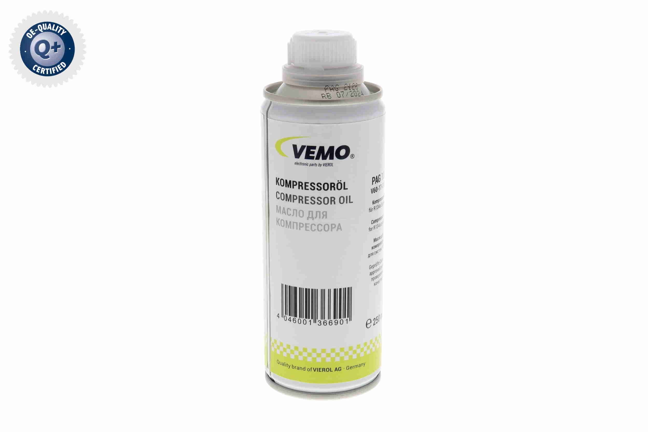Λάδι, σύστημα κλιματισμού VEMO V60-17-0002 VEMO Q+, original equipment manufacturer quality V60-17-0002 Συμπιεστής Volkswagen BORA 2014