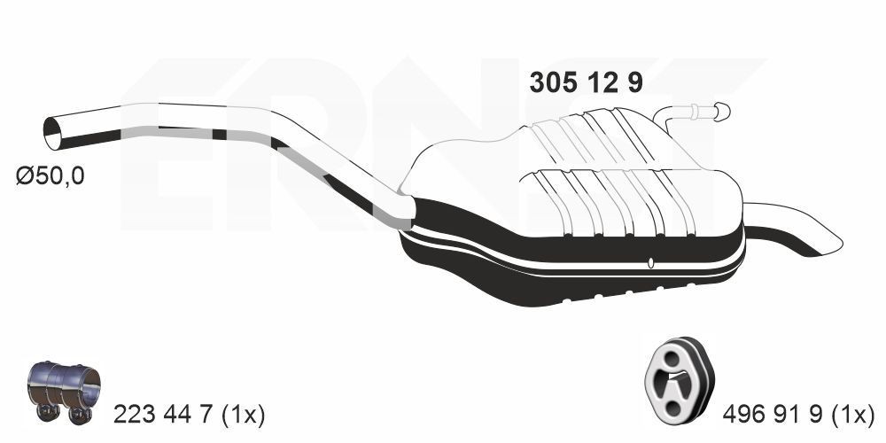ERNST Takaäänenvaimentaja 305129 Ford Mondeo Mk4 takaäänenvaimennin ERNST 305129