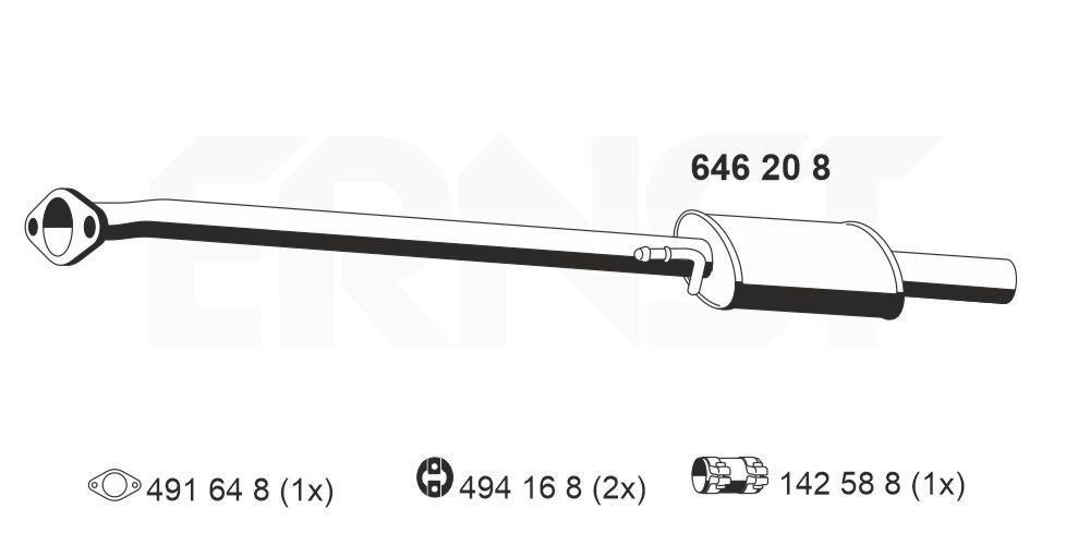 Middle silencer ERNST 646208 ERNST 646208 Kia CEE'D 2014 Middle exhaust pipe price