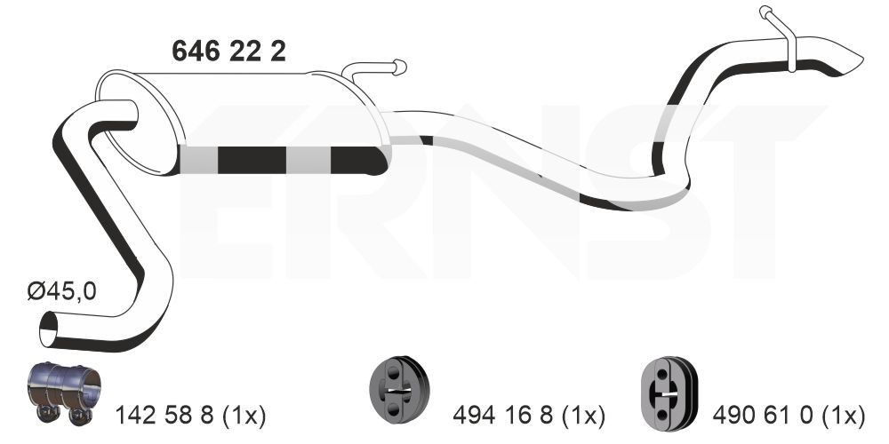 Einddemper ERNST 646222 ERNST 646222 Demper KIA PROCEED 2019