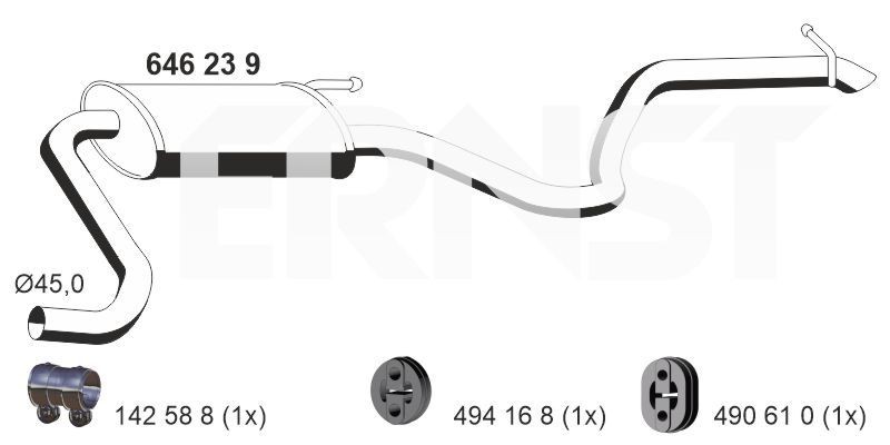ERNST Bagpotte 646239 ERNST 646239 originale Kia Ceed 1 Hatchback Bagpotte hvad koster