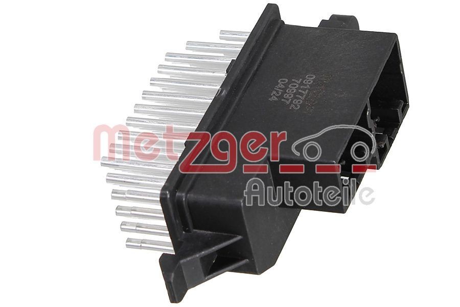 METZGER Regulator, kupévifte 0917792 METZGER 0917792 Viftemotor motstand Transit Mk7 Flatvogn lastebil / Chassis (V363) originale pris