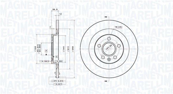 MAGNETI MARELLI Bremseskive 360406189001 Sports bremseskiver MAGNETI MARELLI V50 360406189001 billig