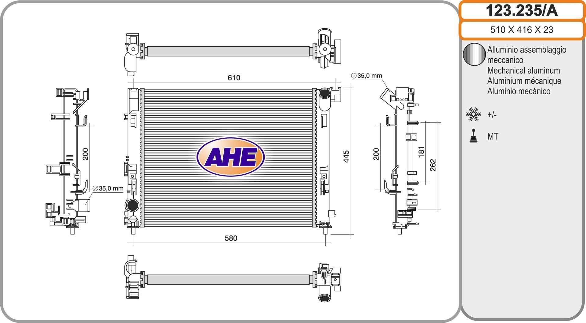 AHE Radiateur du moteur 123.235/A 123.235/A Radiateur moteur NISSAN PICK UP AHE