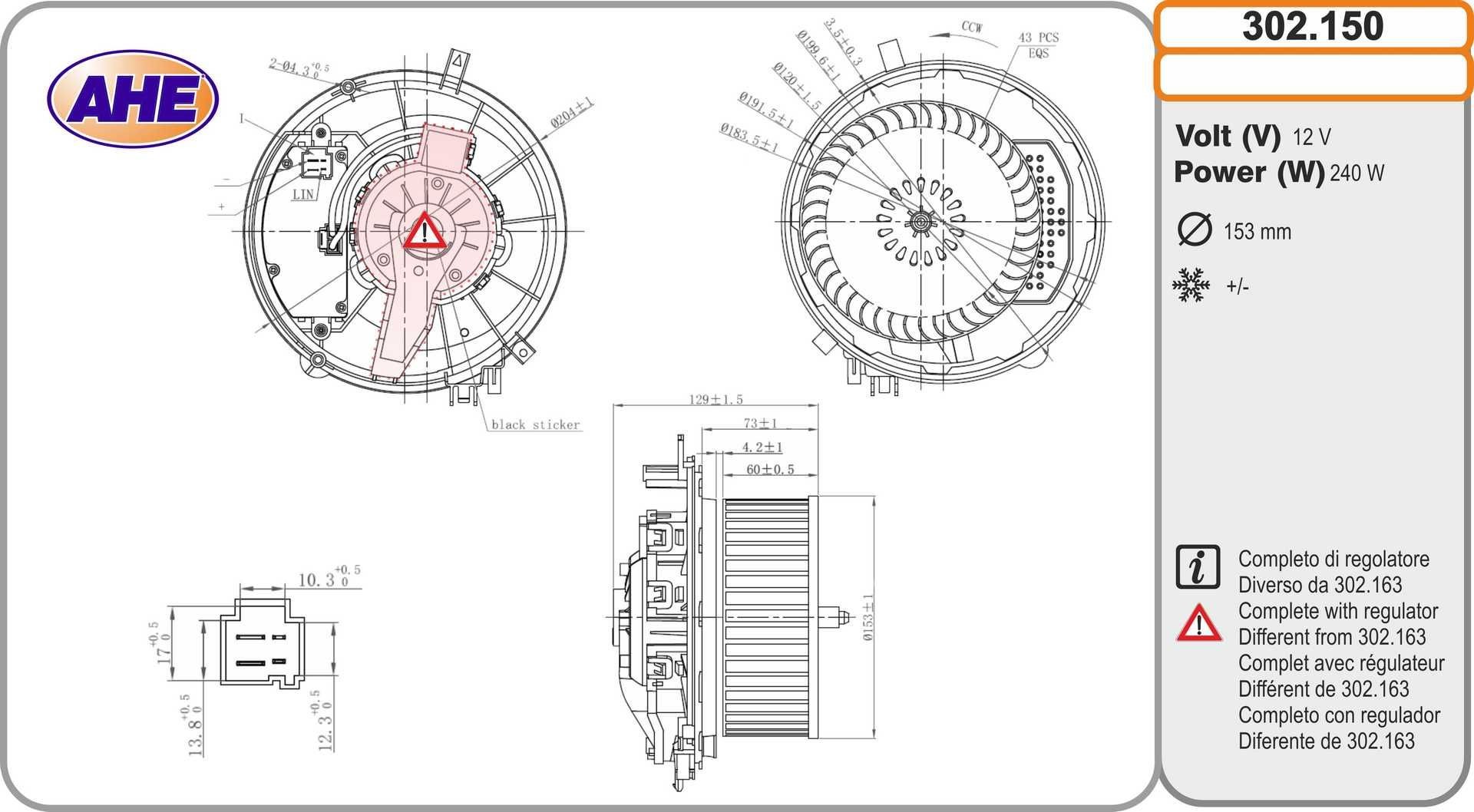 AHE Interieurventilatie 302.150 AHE 302.150 Verwarming / ventilatie Audi 8VA