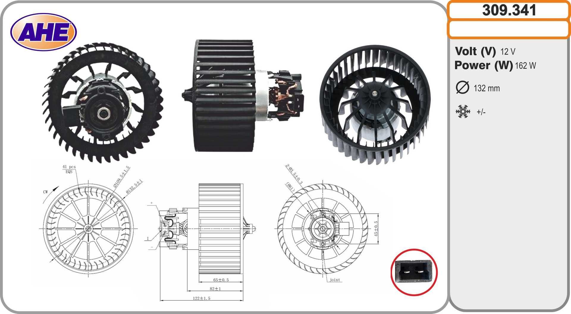 AHE Vnútorný ventilátor 309.341 Ventilátor kúrenia AHE Ford MONDEO 309.341