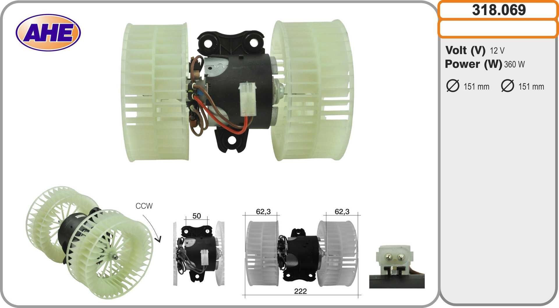 AHE Interior Blower 318.069 318.069 AHE heater blower motor for TOYOTA YARIS