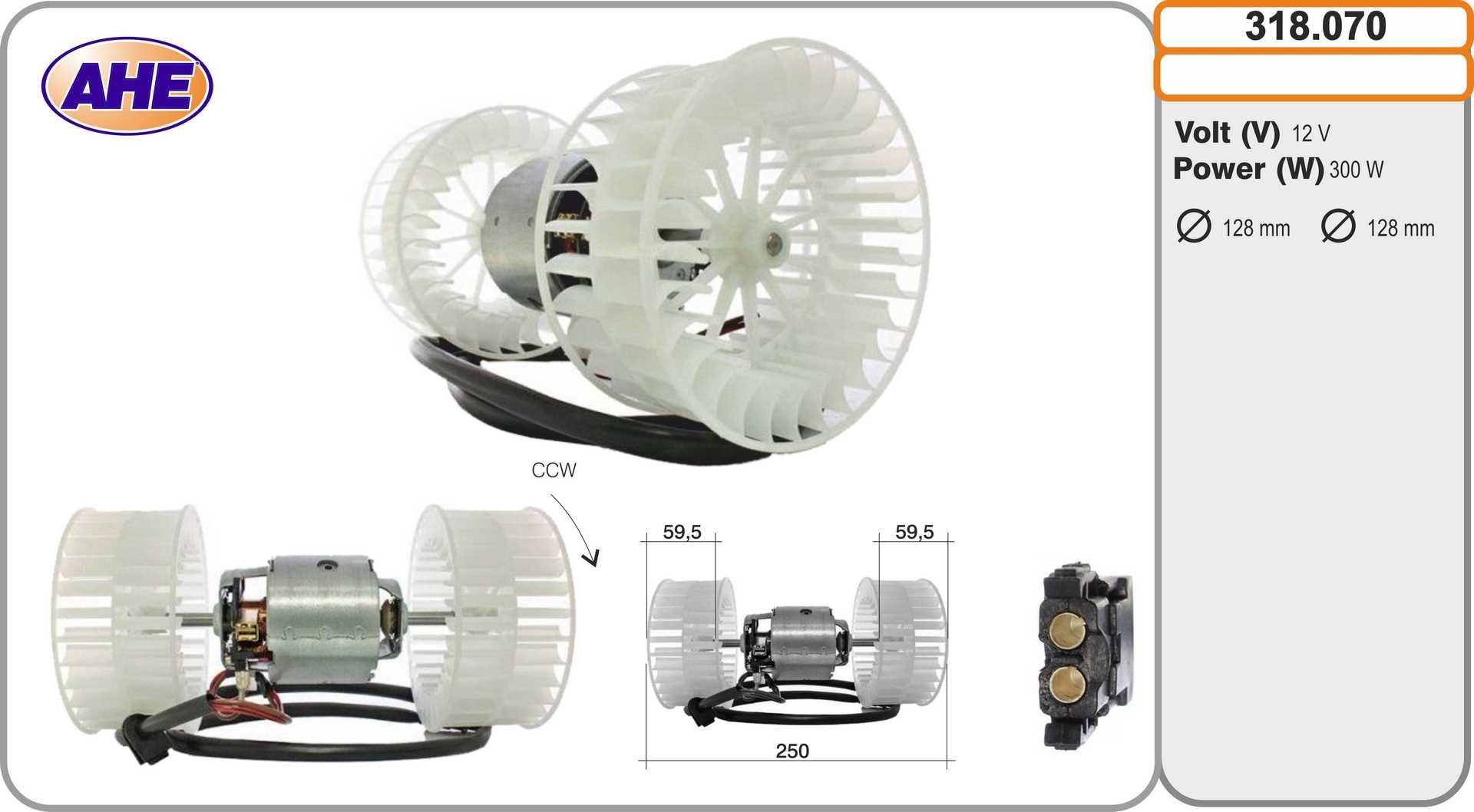 AHE Vnútorný ventilátor 318.070 Ventilátor kúrenia AHE Ford MONDEO 318.070