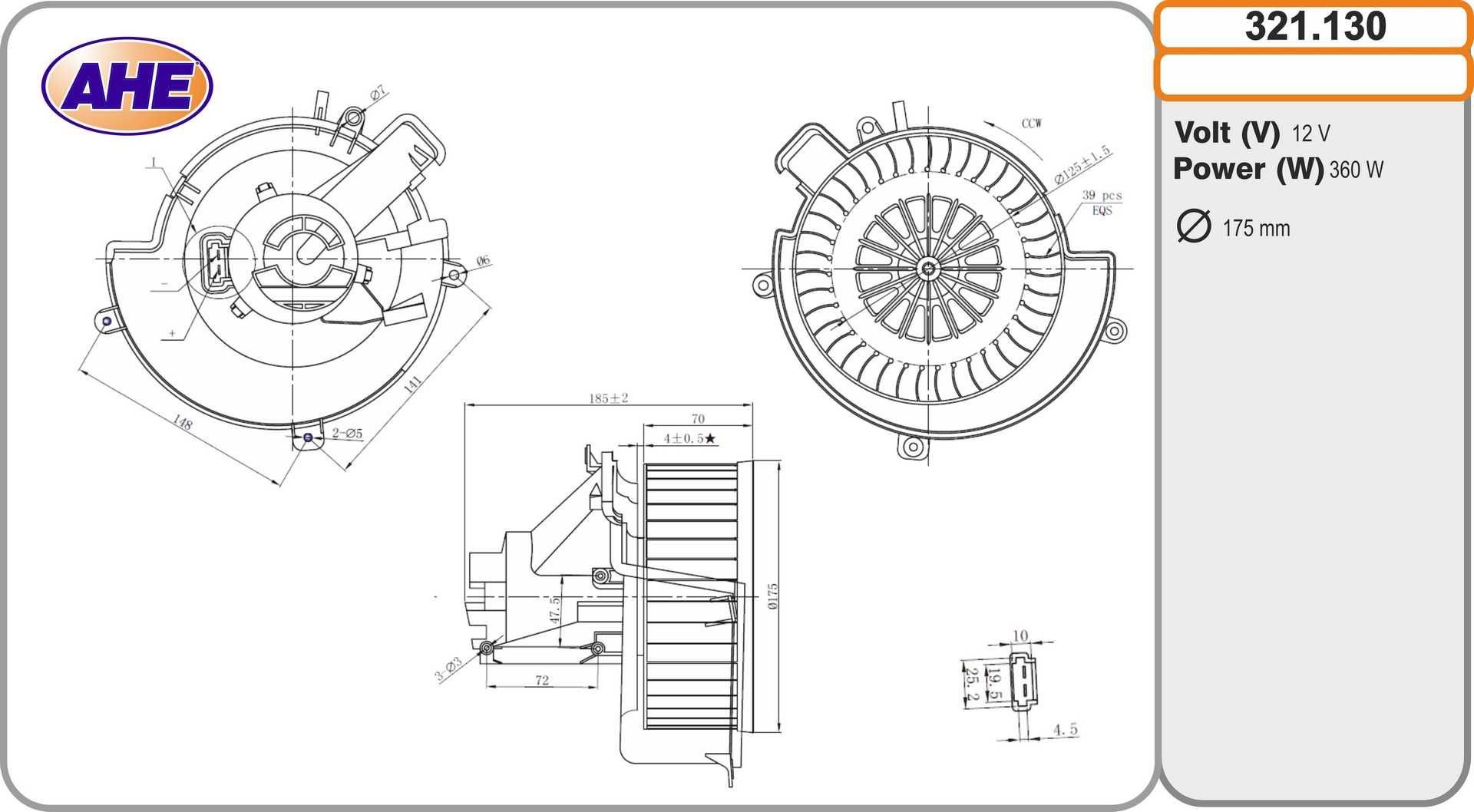 AHE Pulseur d'air habitacle 321.130 Ventilateur d'habitacle CHEVROLET AHE 321.130