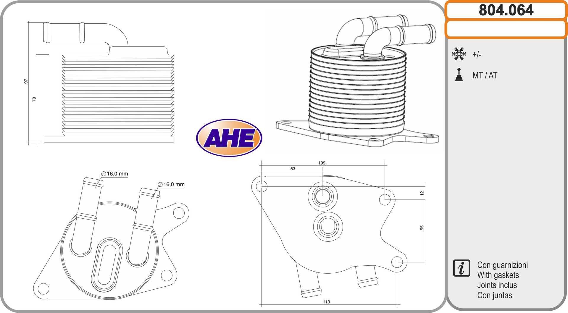 AHE Ψυγείο λαδιού, λάδι κινητήρα 804.064 Ψυγείο λαδιού AHE X3 804.064 φθηνά