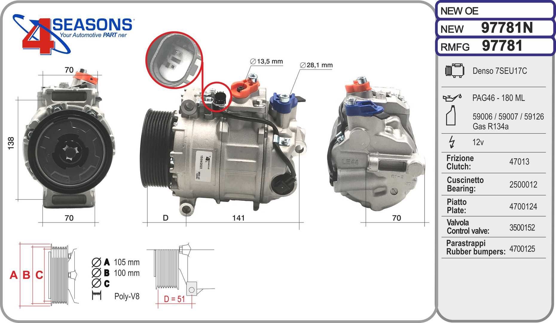 AHE AC-kompressor 97781N Aircondition pumpe AHE Skoda OCTAVIA 97781N