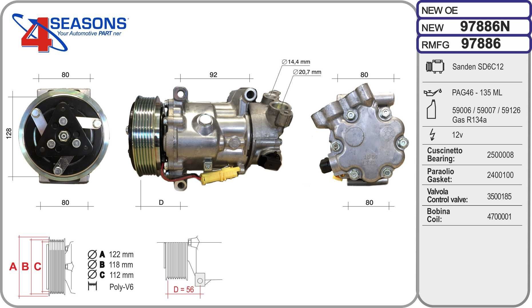 AHE AC-kompressor 97886N 97886N AC pumpe PEUGEOT 208 AHE