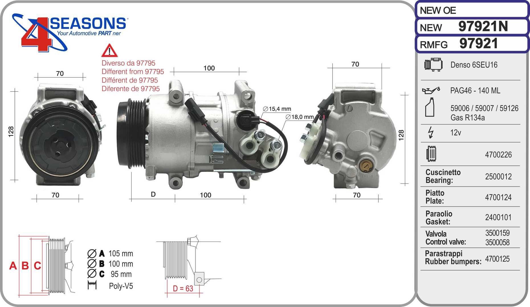 AHE Compresseur de climatisation 97921N Volkswagen TOURAN Pompe de climatisation AHE 97921N