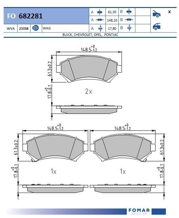 FOMAR Friction Kit pastiglie freni FO 682281 FOMAR Friction FO 682281 Pasticche dei freni Grand Prix 6 Sedan originali prezzo