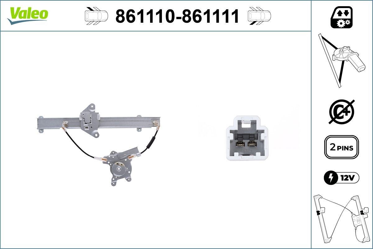 VALEO Vindusheis 861110 VALEO 861110 Vindusløfter Honda CRV II pris