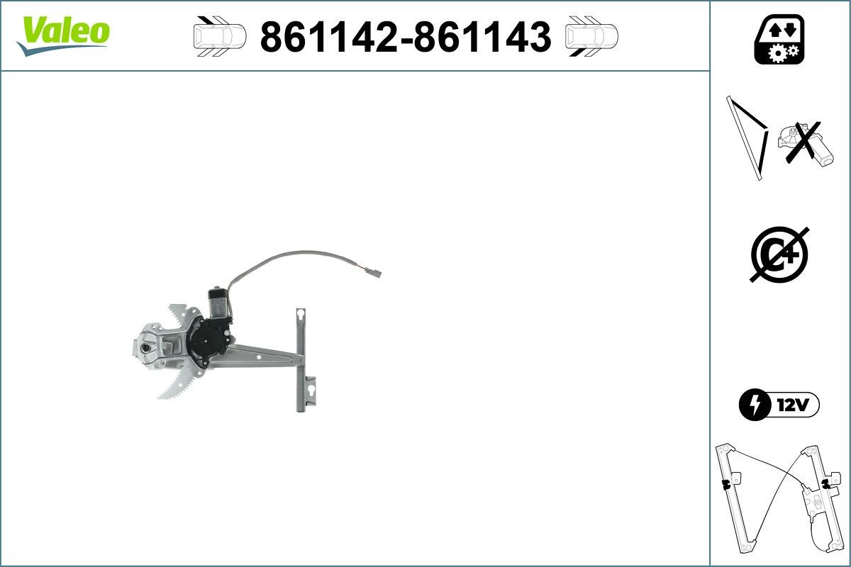 Mechanizmus zdvíhania okna VALEO 861143 VALEO 861143 Mechanizmus zdvíhania okná JEEP WRANGLER 2006